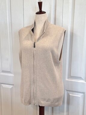 Men's 100% Cotton Sweater Vest by Ocean & Coast, Zip Up, Great Stretch, L-XL
